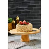 Bambu Yuvarlak Kek ve Pasta Sunum Standı, Doğal Bambu Ayaklı Kek Pasta Sunumluk 28 cm