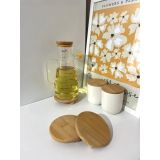 Bambu Yuvarlak Misket Ayaklı Yağdanlık, Bardak Altlığı Ve Mini Sunumluk Açık Sarı