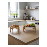Bambum Alpina 2’li Bambu Ayaklı Porselen Sunum Tabağı Seti 17cm ve 26cm, Servis Tabağı