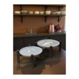 Bambum Alpina 2’li Siyah Bambu Ayaklı Porselen Sunum Tabağı Seti 17cm ve 26cm, Servis Tabağı