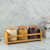 Bambum Bench Plus Standlı Baharat Takımı 4 Parça Cam Kavanoz Bambu Stand 1080ml