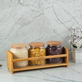 Bambum Bench Standlı Baharat Takımı 4 Parça Cam Kavanoz Bambu Stand 1080Ml