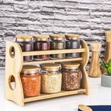 Bambum Bench Standlı Şık Tasarımlı 8 Parça Cam Baharat Takımı Mutfak Dekoruna Uygun Hafif ve Sağlıklı