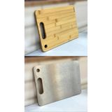 Bambum Çift Taraflı Çelik ve Bambu Kesme Tahtası 34/24 cm - 34 cm
