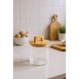 Bambum Ciri - Bambu Kapaklı Baharatlık 12 cm - Şeffaf - 1 Parça - 800 ml