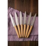 Bambum Gea 6'Lı Bambu Saplı Steak Bıçağı Seti 21.5 Cm - Paslanmaz Çelik Lazer Tırtıklı Et Bıçağı
