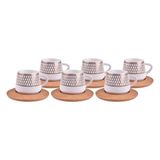 Bambum Hattat Desen Altlıklı Standart 6 Kişilik Kahve Takımı