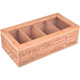 Bambum Jansen Çay Kahve Kutusu Şeffaf Kapaklı 4 Bölmeli Bambudan Üretim 31x16.3x9.5 cm