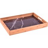 Bambum Marbella Mermer Desenli Tepsi - Siyah/40 cm