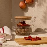 Bambum Modena 2'li Bambu Kapaklı 400 ml Cam Şekerlik