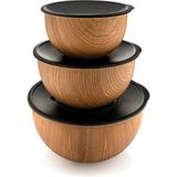 Bambum Rose Wood 3'lü Metal Karıştırma Kabı - Kahverengi - Renkli