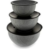 Bambum Rose Wood Antrasit 3'lü Metal Karıştırma Kabı