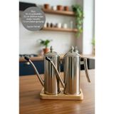 Bambum Standlı 2'Li Çok Amaçlı Çelik Demlik Yağlık Yağdanlık 1000Ml
