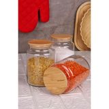 Bambum Zone - 3'lü Cam Saklama Kabı 800ML Vakumlu Bambu Kapaklı - Ahşap - 800 ml