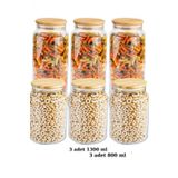 Bambum Zone 6'lı 800ml Ve 1300ml Cam Saklama Kabı Seti