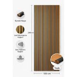 Bambus Dekoratif Çıtalı MDF Akustik Duvar Paneli Akustik Ahşap Duvar Kaplama Paneli 100x280 cm Teak