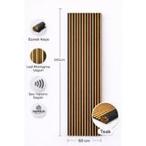 Bambus Dekoratif Çıtalı MDF Akustik Duvar Paneli Akustik Ahşap Duvar Kaplama Paneli 60*245 cm