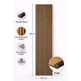Bambus Dekoratif Çıtalı MDF Akustik Duvar Paneli Akustik Ahşap Duvar Kaplama Paneli 60x280 cm Teak