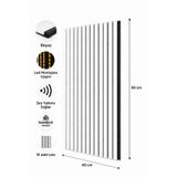 Bambus Dekoratif Çıtalı MDF Akustik Duvar Paneli Akustik Ahşap Duvar Kaplama Paneli 60x90 cm Beyaz