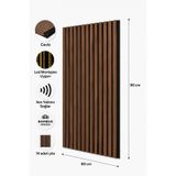Bambus Dekoratif Çıtalı MDF Akustik Duvar Paneli Akustik Ahşap Duvar Kaplama Paneli 60x90 cm Ceviz