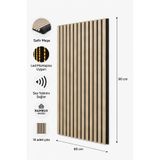 Bambus Dekoratif Çıtalı MDF Akustik Duvar Paneli Akustik Ahşap Duvar Kaplama Paneli 60x90 cm Safir Meşe