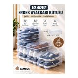 Bambus Fit 10 ' lu Erkek Ayakkabı Kutusu Şeffaf Kapaklı Düzenleyici Organizer