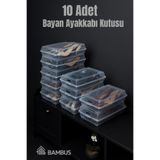 Bambus Fit 10'lu Kadın Ayakkabı Kutusu Şeffaf Kapaklı Düzenleyici Organizer