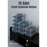 Bambus Home 10'lu Şeffaf Plastik Erkek Ayakkabı Kutusu Dayanıklı ve Pratik Kullanım Özelliğiyle - Şeffaf 10'lu