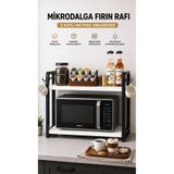 Bambus Home 2 Katlı Mikrodalga Rafı Kahve Köşesi Tezgah Üstü Mikrodalga Standı Çok Amaçlı Mutfak Düzenleyici