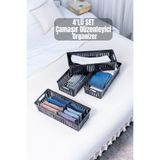 Bambus Home 4'lü Gri Dolap Içi Düzenleyici Organizer Set - Çok Amaçlı Çekmece Içi Organizer