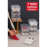 Bambus Home 7’li Şeffaf Ayakkabı Kutusu Seti Kadın Spor & Topuklu & Günlük Ayakkabı Düzenleyici Dolap Organizer