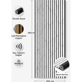 Bambus Home Dekoratif Çıtalı Mdf Akustik Duvar Paneli Akustik Ahşap Duvar Kaplama Paneli 100X280 cm Beyaz Mermer