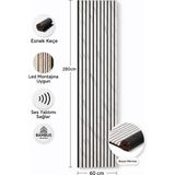 Bambus Home Dekoratif Çıtalı Mdf Akustik Duvar Paneli Akustik Ahşap Duvar Kaplama Paneli 60X280 cm Beyaz Mermer