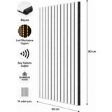 Bambus Home Dekoratif Çıtalı Mdf Akustik Duvar Paneli Akustik Ahşap Duvar Kaplama Paneli 60X90 cm Beyaz