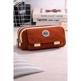 Bambus Home Önü Cepli 3 Bölmeli Büyük Kapasiteli Öğrenci/ofis Malzeme Kumaş Kalem Kutusu Kalemlik - Tarçın - 7x13x23CM