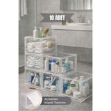 Bambus Home Şeffaf Demonte Çok Amaçlı Saklama Kutusu Organizer Çekmece Dolap Mutfak Banyo Düzenleyici