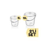 Bambus Home Şeffaf Su Kovası / Temizlik Kovası Ikili Set 5/10 Lt