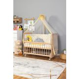 Bamgidoo Ahşap Anne Yanı Bebek Beşiği 60x120 Portatif Tekerlekli Boyasız