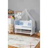 Bamgidoo Ahşap Beşik Anne Yanı Beşik Beyaz 60X120 Mavi Prens (Erkek) Uyku Seti Yatak Tekerlekli - Bej - Sarı