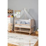 Bamgidoo Ahşap Beşik Anne Yanı Beşik Organik (Boyasız) 60X120 - Gri Balina Uyku Seti Yatak Tekerlekli