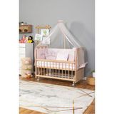 Bamgidoo Ahşap Beşik Anne Yanı Beşik Organik (Boyasız) 60X120 - Pembe Prenses Uyku Seti Yatak Tekerlekli - Kahve - Kahverengi