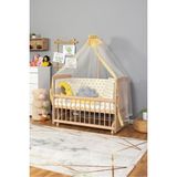 Bamgidoo Ahşap Beşik Anne Yanı Beşik Organik (Boyasız) 60X120 - Sarı Yıldız Uyku Seti Yatak
