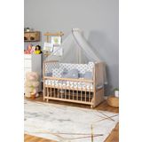 Bamgidoo Ahşap Doğal Beşik Anne Yanı Beşik Organik (BOYASIZ) 60x120 - Gri Balina Uyku Seti Yatak