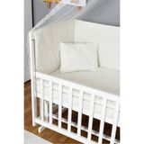 Bamgidoo Doğal Ahşap Anne Yanı Bebek Beşiği 70X130 - Krem Güpür Uyku Seti Yataklı - Tarçın