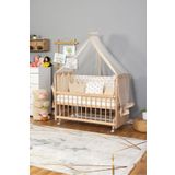 Bamgidoo Doğal Ahşap Anne Yanı Beşik Organik(BOYASIZ) 60x120-krem Nakış(YAZISIZ) Uyku Seti Yatak Tekerlekli