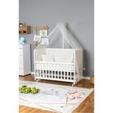 Bamgidoo Mobilya Bamgidoo Anne Yanı Ahşap Beşik 60X120 Beyaz Tekerlekli Taşınabilir ve Güvenli Yapı - Light Grey