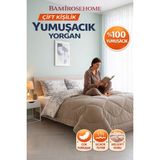 Bamirose Diamond Lüx Wellsoft Çift Kişilik Çift Taraflı Yorgan + Yastık Kılıfı, Uyku, Çeyiz Seti - 195 x 215 cm - Kahverengi