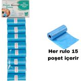 Bamm Bamm Mavi Kirli Bebek Bezi Poşeti Çanta Boy Küçük 120 Adet 8 Rulo Büzgülü Kokusuz