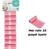 Bamm Bamm Pembe Kirli Bebek Bezi Poşeti Çanta Küçük Boy 120 Adet 8 Rulo Kokusuz Kullanım