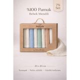 Bamoola %100 Pamuk Desenli Bebek Ağız Mendili Seti (20x20)